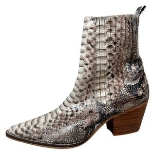 Arider Girl Womens Snakeskin Print Western Ankle Boots Pointed Toe Tan Size 10